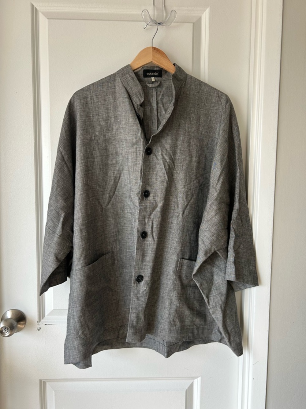 Eskandar Virgin Wool/Linen Mandarin Jacket Sz 1